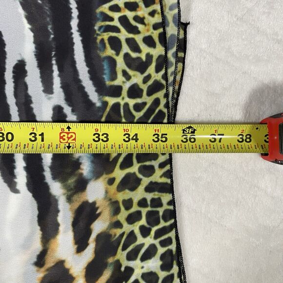 Boston Proper Kaftan Animal Print Chiffon Rhinestone Trim V-Neck Flowy Boho - Picture 9 of 9